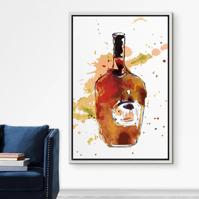 " Brown Bottle Liquor Drinks " Painting Print