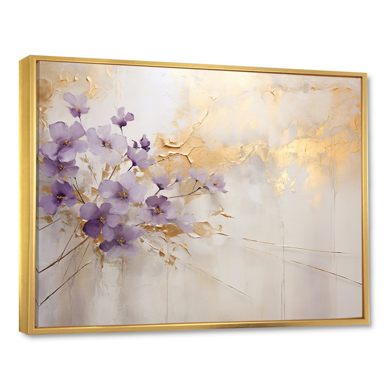 Décoration violette et mauve mauve mauve III - Décoration murale violettes, 34" H x 44" W, Cadre flottant doré