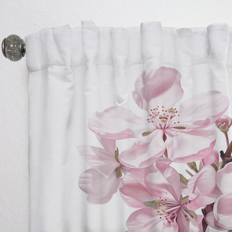 Asmara Apple Blossom Monochromatic Elegance XIV - Traditional Curtain - Velvet Room Darkening - 1 Panel, 52" W x 120" L