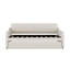 Lit de jour simple rembourré avec couchette et conception de chargement USB, la couchette peut être plate ou érigée, beige