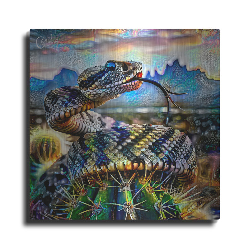 «Snake Rattlesnake» par Pedro Gavidia, art mural en métal, 12 po x 12 po, H 12 po x l 12 po