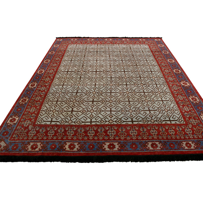 Burano Hand Knotted Wool Geometric Area Rug, Rectangle 10' x 14'