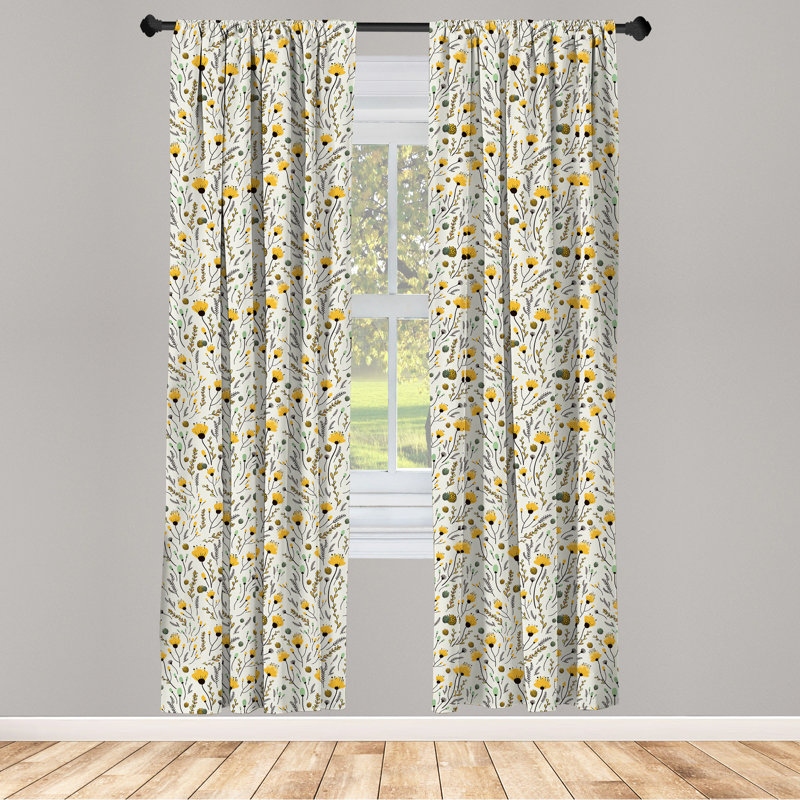 Doodle Semi-Sheer Rod Pocket Curtain Panels, 28" x 63"