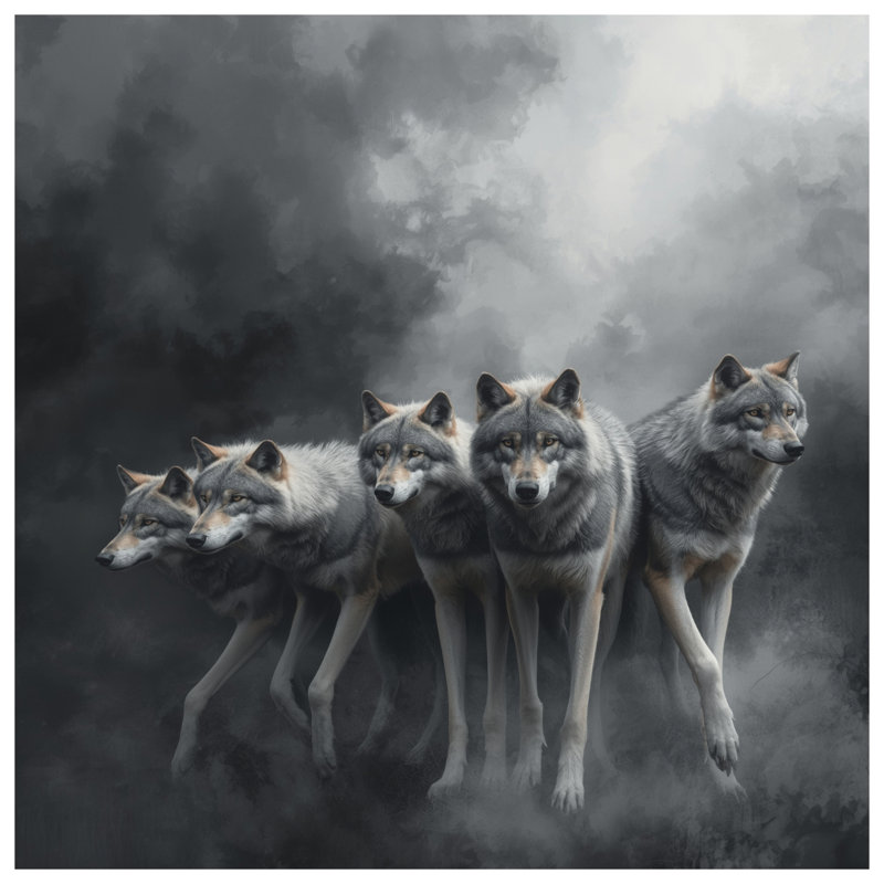 Tapis de bain gris loups dans le brouillard, 34in W x 21in L