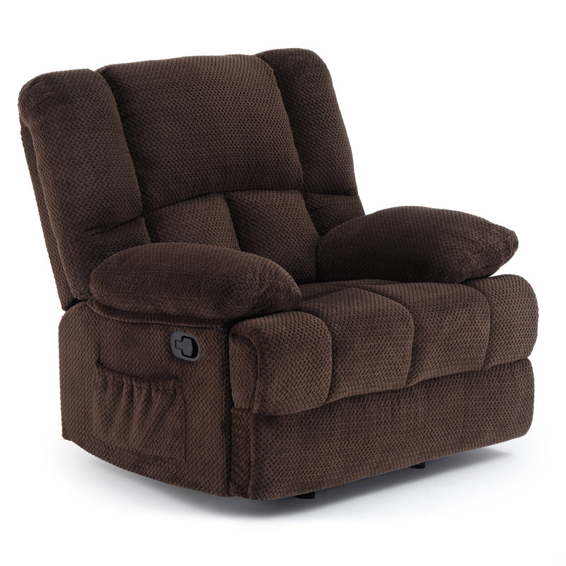 Oversized Rocking Rocker Recliner Chair, Brown Fabric