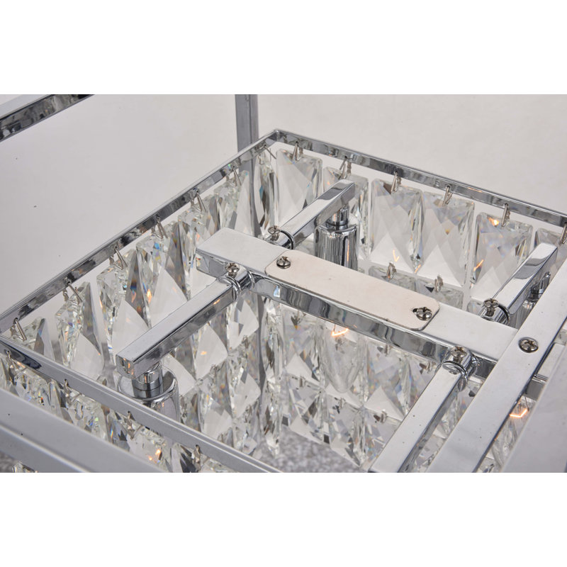 12-Light Chrome Metal Chandelier With Clear Crystals