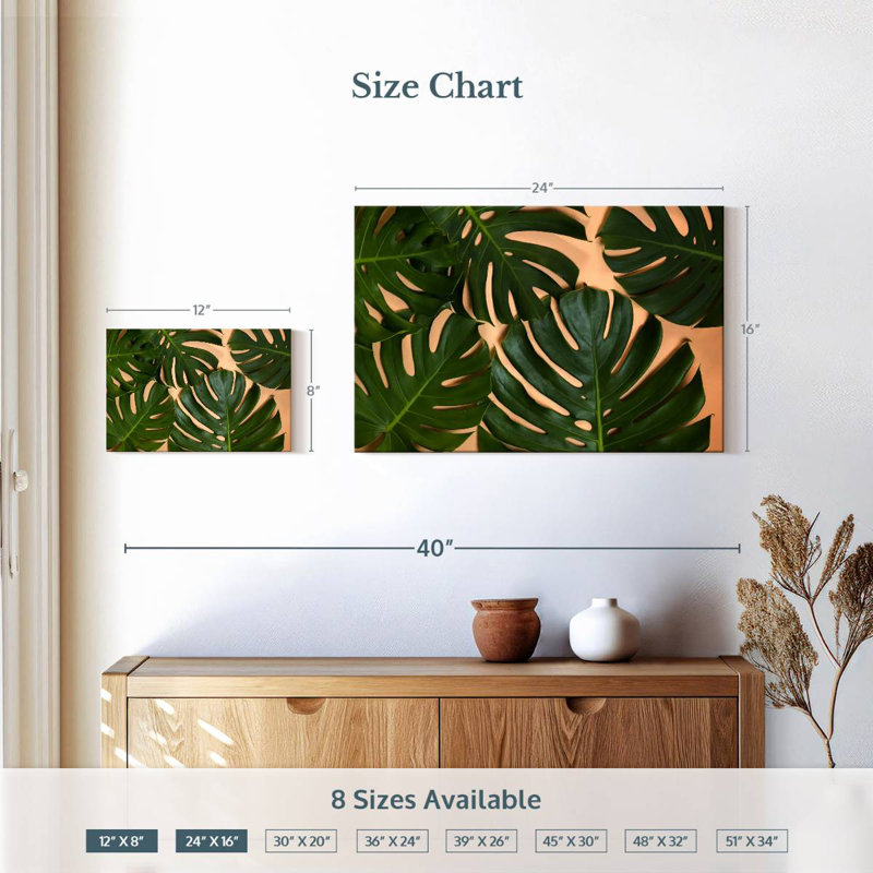 Décor de feuilles Harnek Monstera, H 16 po x l 24 po