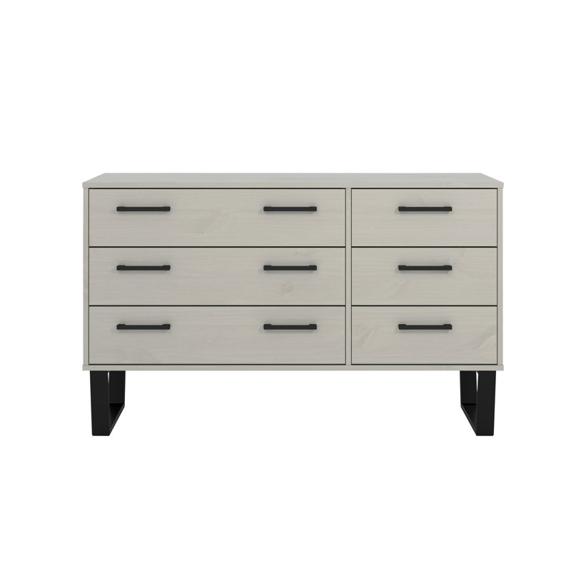 Ritzman 6 Drawer 119.3cm W Double Dresser, Grey