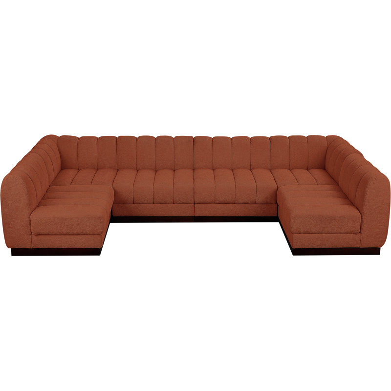 Canapé modulaire rembourré 6 pièces Quinn, Tissu cognac chenille