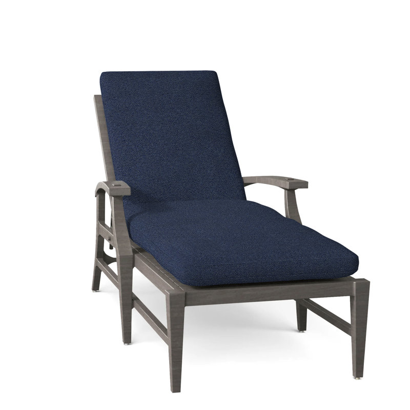 Croquet Aluminum Outdoor Chaise Lounge, No Welt, Slate Gray, Intermix Indigo