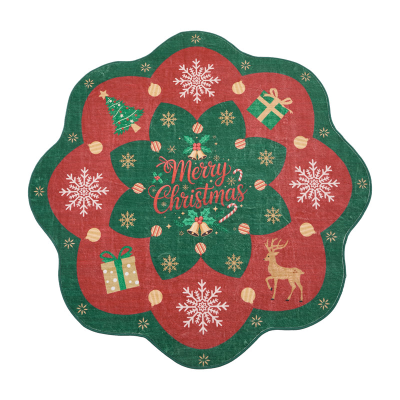 Round Geometric Washable Area Rug, 90*90cm