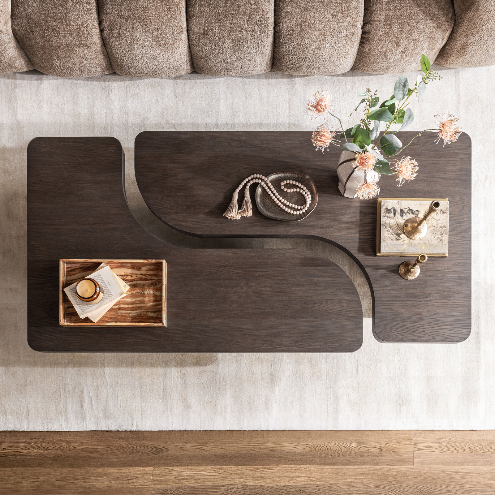 Solid Wood Single Coffee Table, Havana Brown