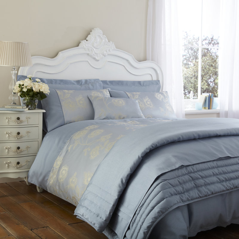 Entiat Floral Duvet Cover with Pillowcases, Powder Blue, Single Duvet Cover 