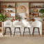 Ensemble tabouret de bar et de comptoir pivotant 27 po avec base en bois et grand siège, Sherpa blanc-1825781372
