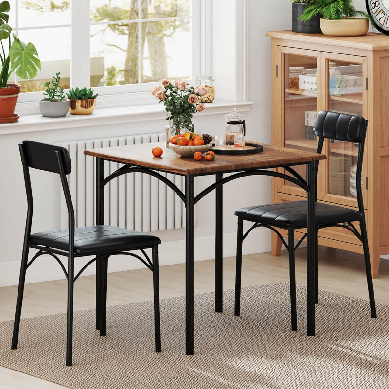 Ensemble de table de salle à manger 3 pièces avec sièges rembourrés et pieds rembourrés en métal
