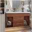 Meuble-lavabo simple 35,4 po Mid-Century avec lavabo encastré en céramique intégré