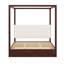 Très grand lit plateforme à baldaquin avec tête de lit tapissier, meubles de chambre à coucher en bois espresso-129415636