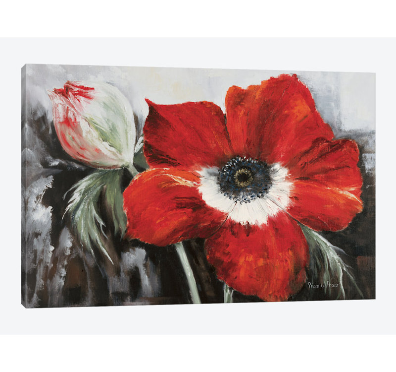 «Poppy in Full Bloom» par Rian Withaar - Estampe numérique sur toile tendue avec châssis, H 12 po x l 18 po x P 1,5 po