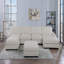 Fauteuil sans accoudoirs en velours côtelé beige