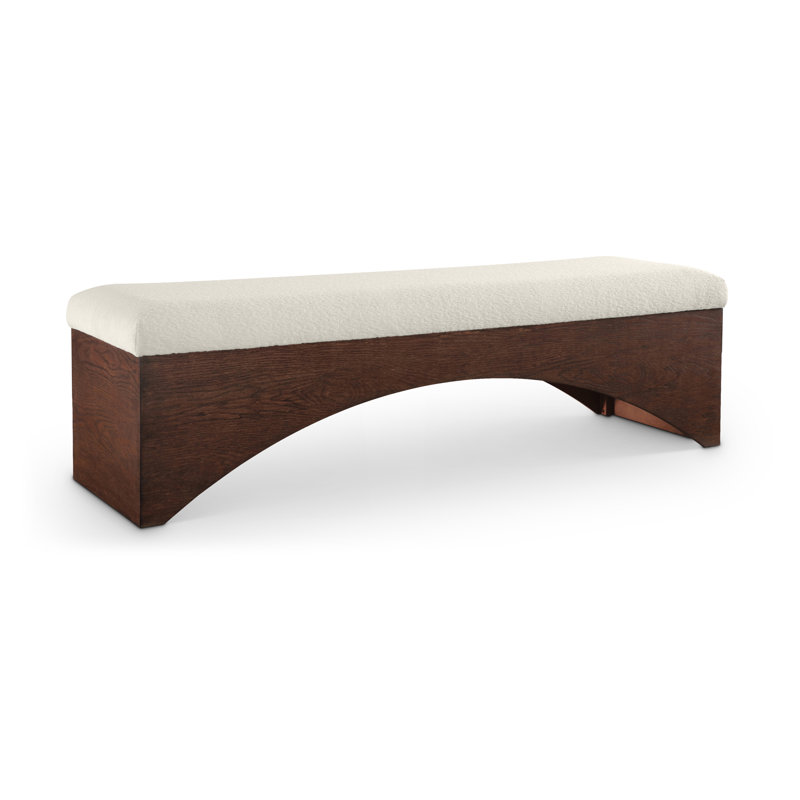 Lawson Willmot Velour  Fabric Bench, Cream Velour Fur Fabric, Brown