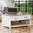 38" Multifunction Farmhouse Coffee Table Board Game Table with Removable Tabletop and Charging Station-1342376839