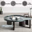 Table basse vert noirâtre et chêne fumé