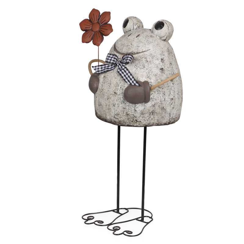 24"H Frog with Flower Garden Statue