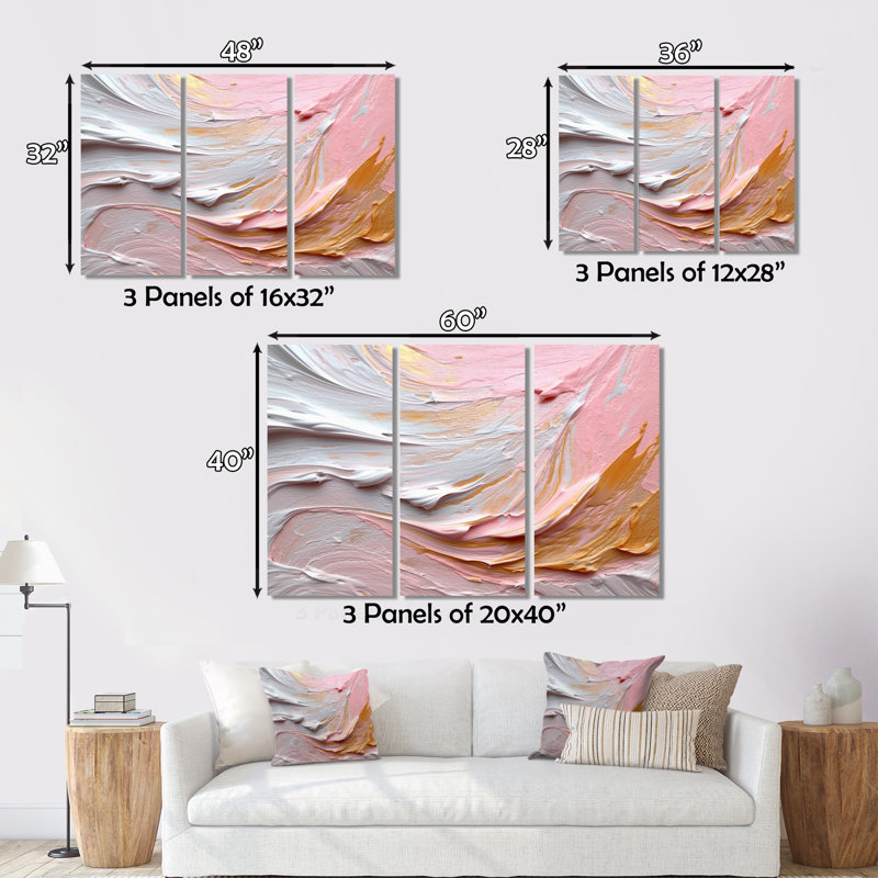 «Pink and Gold Spiral Radiance IV», reproduction sur toile tendue 3 pièces, H 28 po x l 36 po x P 1 po