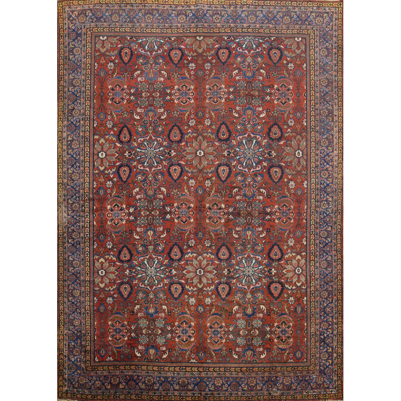 Pre-1900 Vegetable Dye Traditional Large Rug 13x16