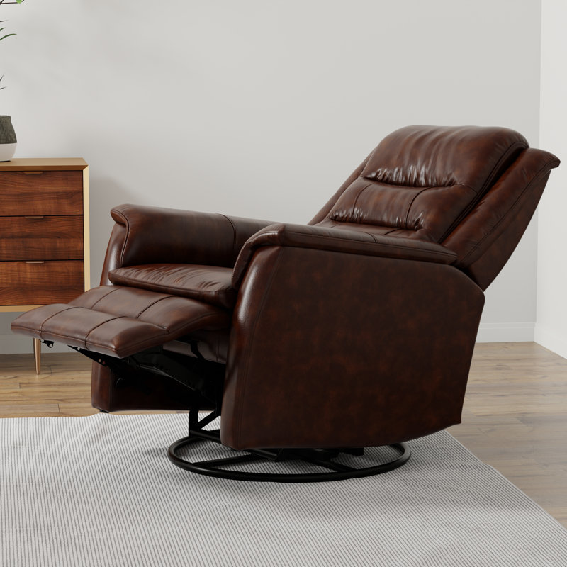 Endston Swivel Glider Recliner with Manual Footrest, Cognac