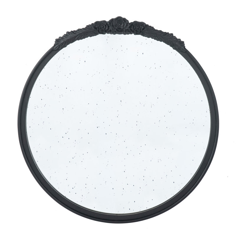 Cadre de miroir antique rond 30 "x 30" sculpté à la main rose, miroir mural pour espace de vie, salle de bain, décoration murale pour hall d'entrée