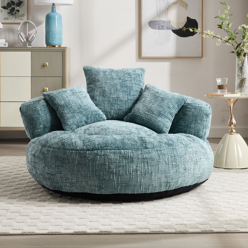 Jaquarion 42.52'' Wide Compression Barrel Chair, Teal Chenille