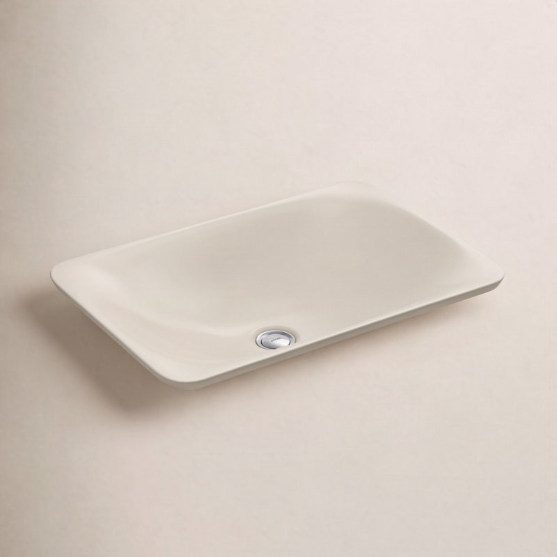 Carillon® Ceramic Rectangular Drop-in Bathroom Sink, Almond
