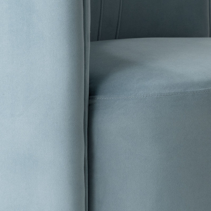 Chaises d'appoint tonneau en velours avec roulettes, Bleu pâle