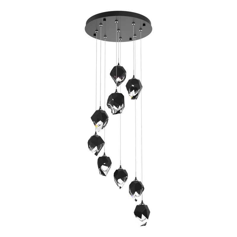 Chrysalis 9 - Light Cluster Geometric Pendant, 12" - 80", Black, Ink