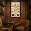 Plantes et fleurs avec motif floral orange et brun