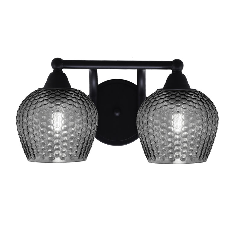 Barre d'éclairage de salle de bain 2 lumières Allexus, H 7,5 po x l 14,25 po x P 8 po, Noir mat, Deux lumières