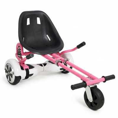 Kart de fixation de siège Hoverboard, chariot de vol stationnaire en acier, double amortisseur et cadre réglable, roue pivotante à 360 ° pour le plaisir en famille à l'extérieur, hoverboard non inclus