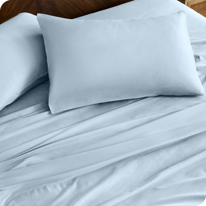 Twin XL Winter Blue Organic Cotton Percale Sheet Set