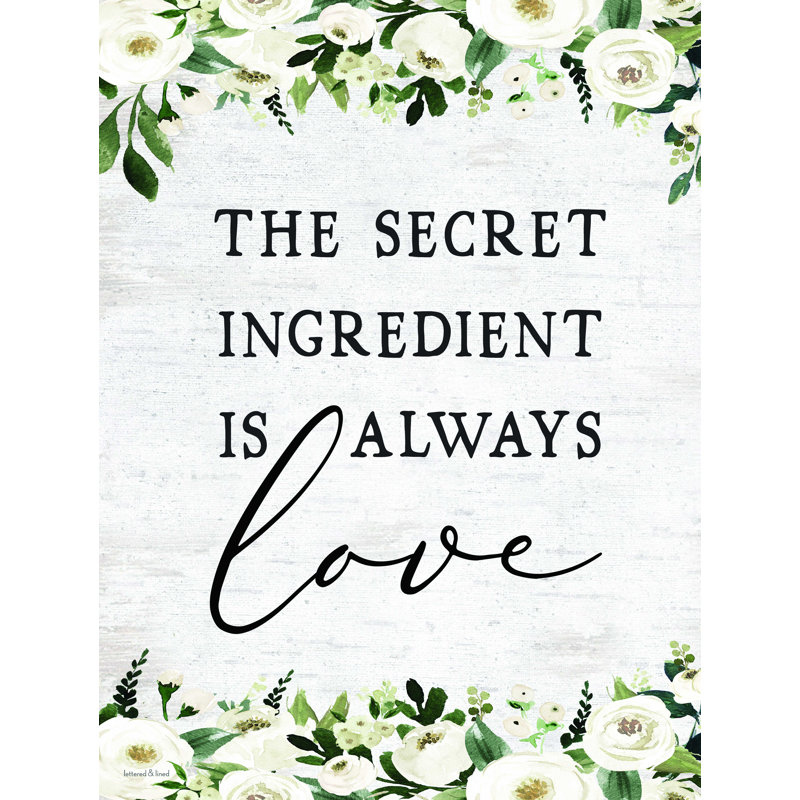 «The Secret Ingredient Is Always Love» par Lettered & Lined - impression sur toile tendue, L 24 po x H 32 po