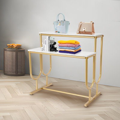 Gold Two-Layer Display Shelf Purse Display Stand
