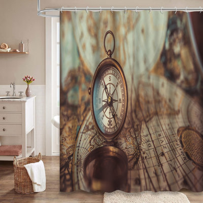 Rideau de douche antique avec 12 crochets