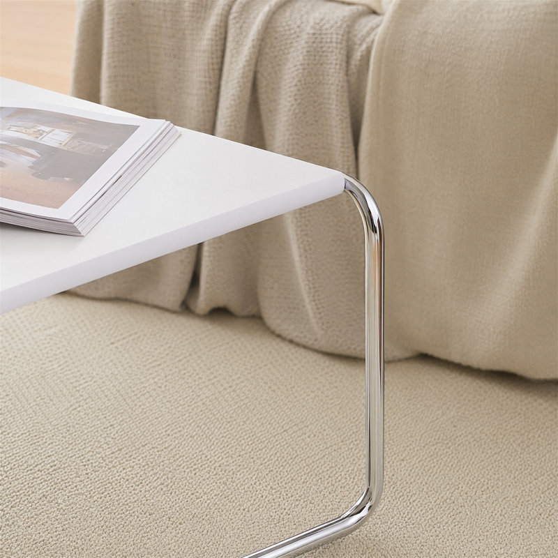 Modern Coffee Table, Square Top with Chrome Plated Frames