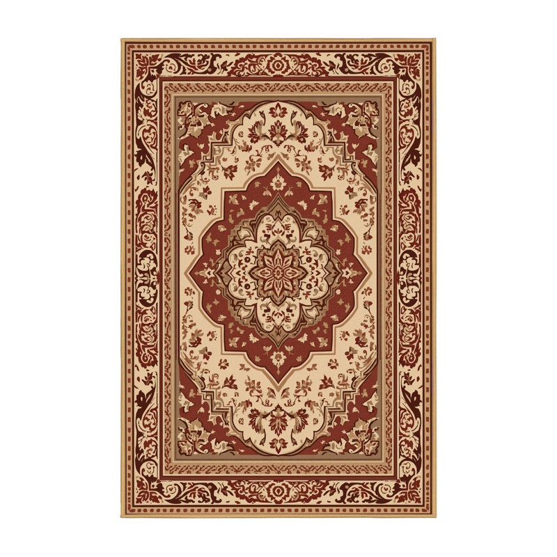 Machine Washable Ottoline Traditional Oriental Rug in Brown – LightBrown Binding, 2 x 5