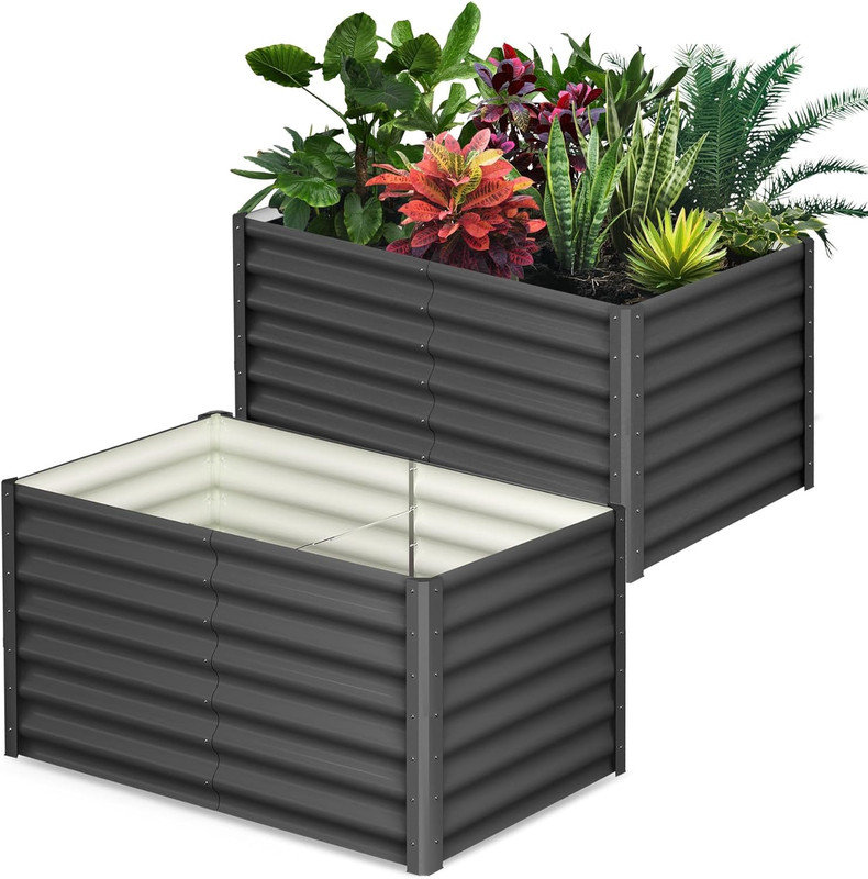 Metal Raised Garden Bed, 60cm H x 180cm W x 90cm D