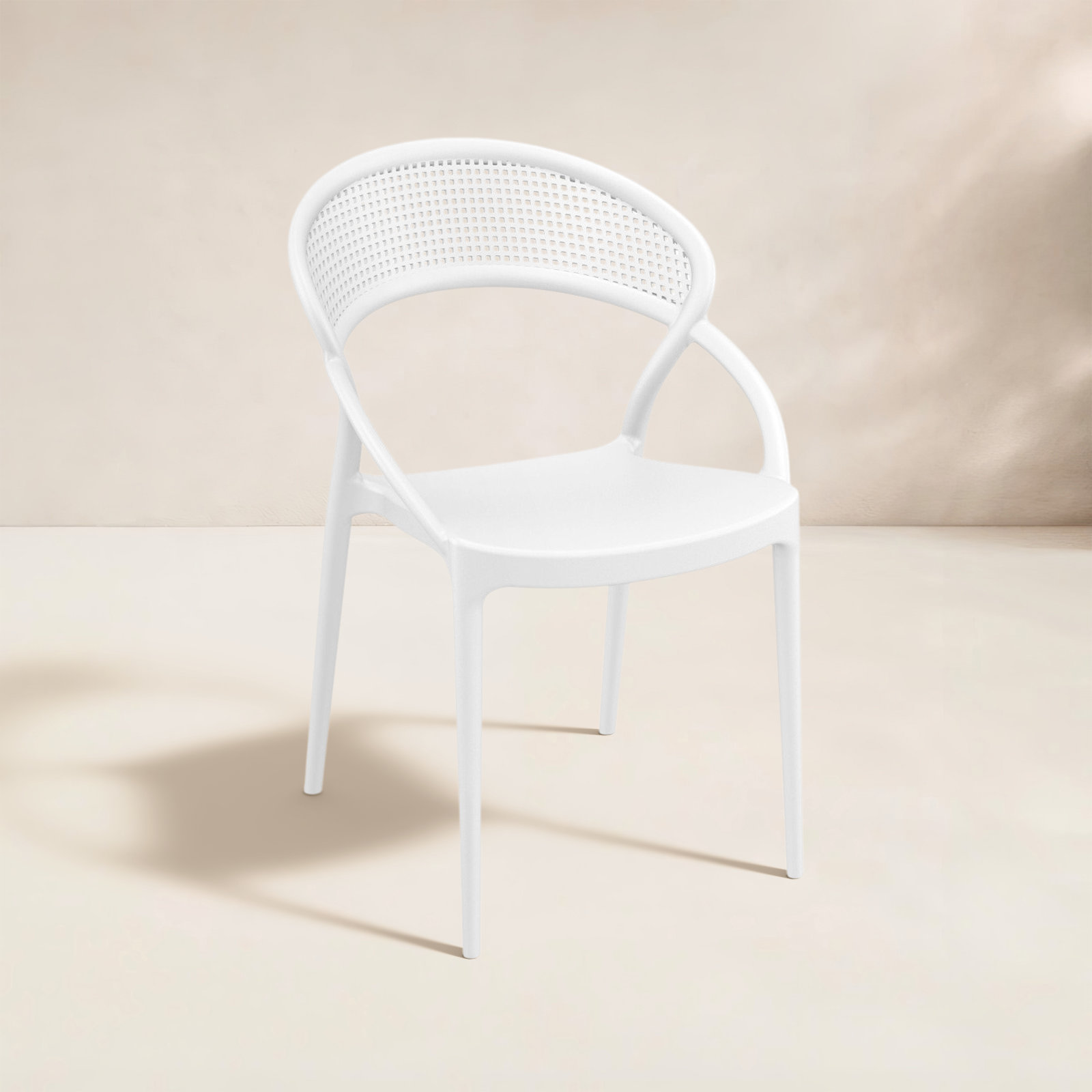 Farrah Stackable Patio Armchair, White