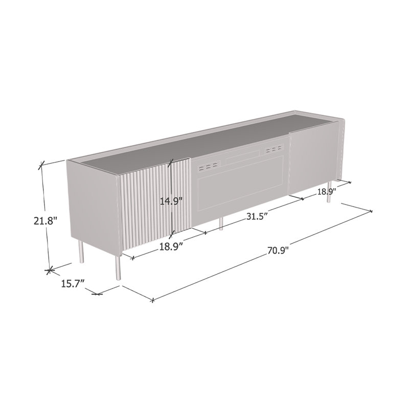 Billye 70.9" Modern TV Stand with Electric Fireplace, Matte Finish, Media Storage, Walnut/Black