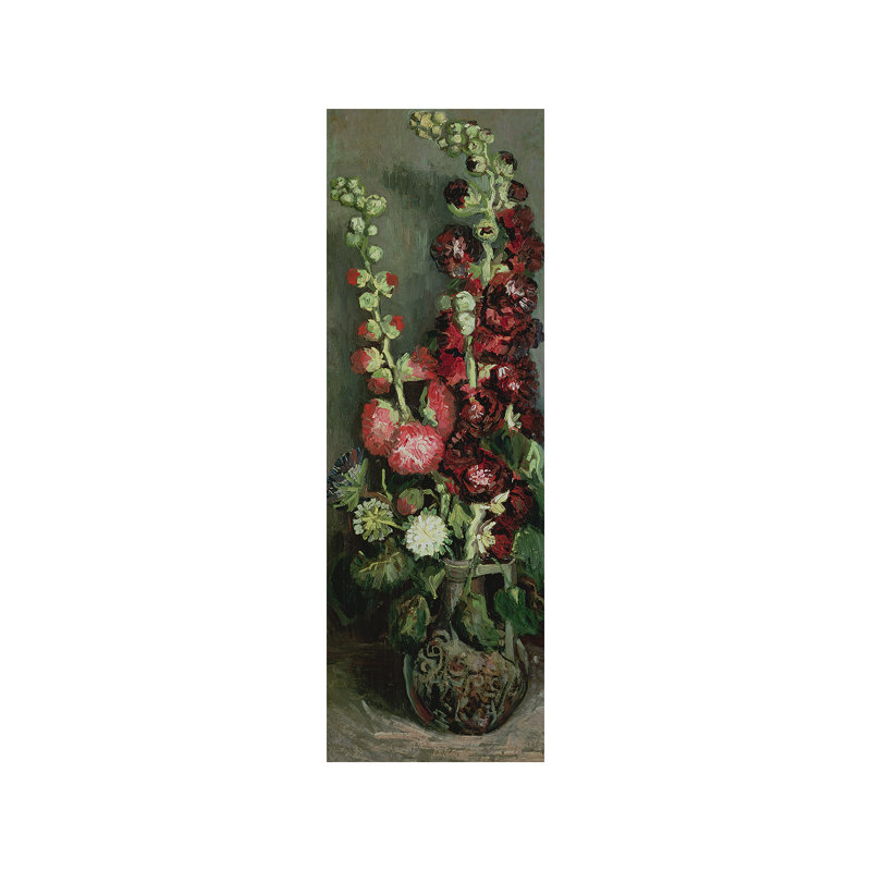 Vase Of Hollyhocks, 1886 by Vincent Van Gogh - Wrapped Canvas Panoramic Painting, 30.48 cm H x 91.44 cm W x 1.91 cm D