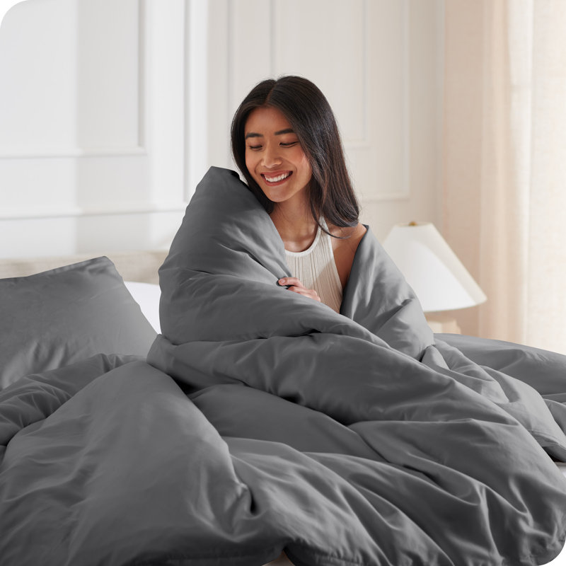 Premium Microfiber Duvet Cover and Sham Set, Gray, Twin XL Duvet Cover + 1 Standard Shams
