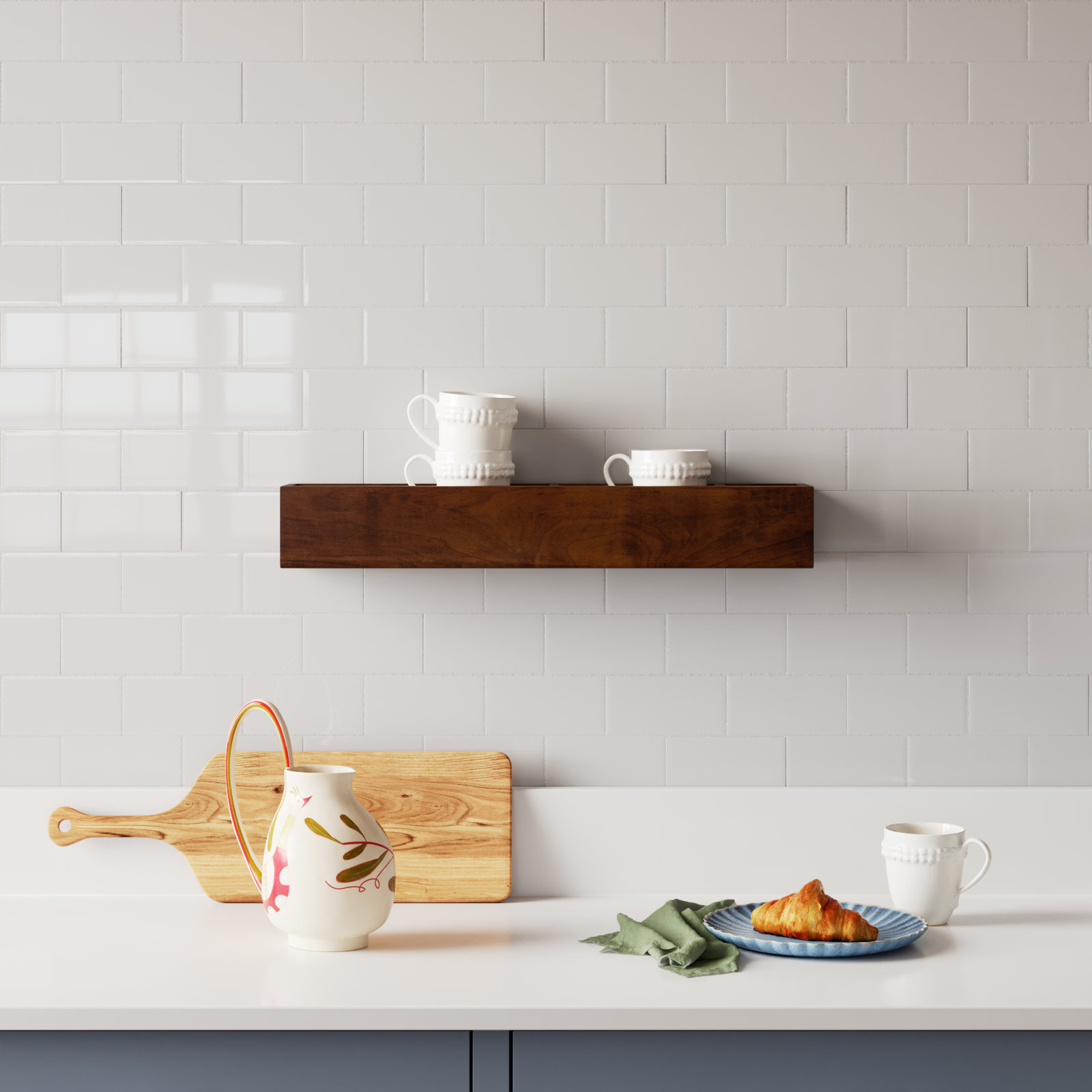 Sabini Wall Pocket Shelf, Walnut Brown